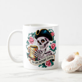 Caneca De Café Sem Vida Antes Do Skeleton Engraçado Do Café