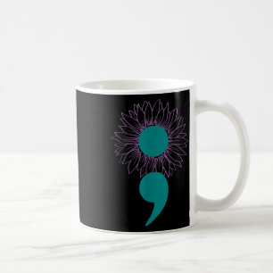 Caneca De Café Semicolão de girassol Sensibilização para o suicíd