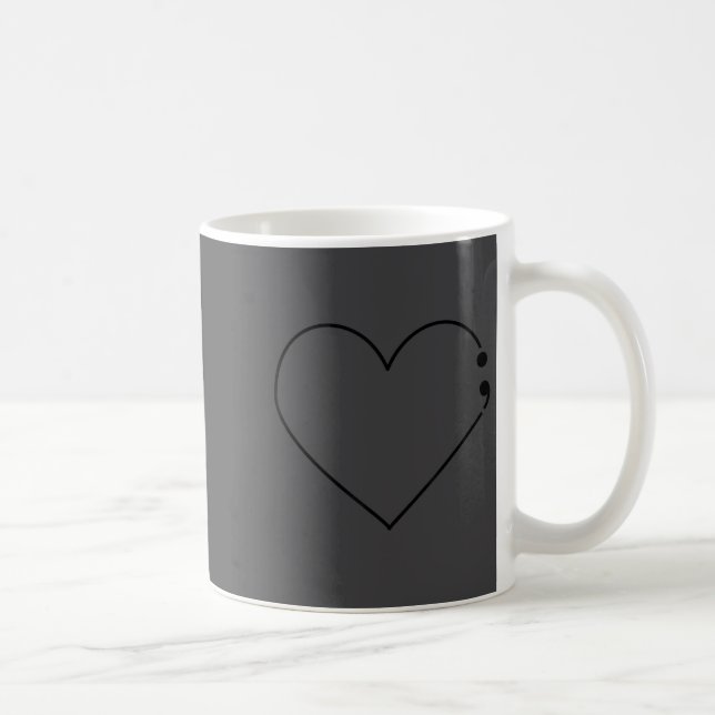 Caneca De Café Semicolon Heart Mental Health Awareness Therast De (Direita)
