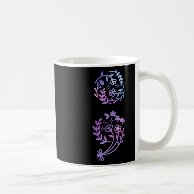 Caneca De Café Semicolon Prevenção Suicídio Sensibilização Flor T (Direita)