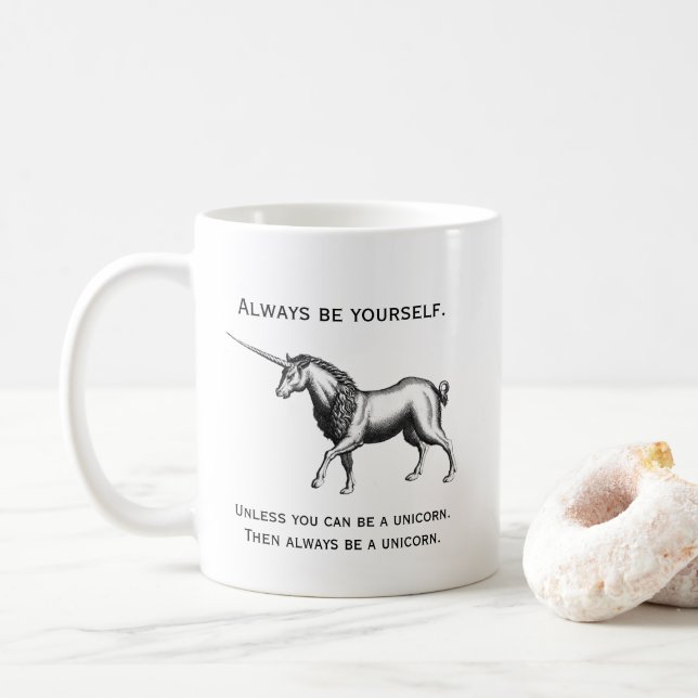 Caneca De Café Sempre Seja um Unicórnio (Com Donut)