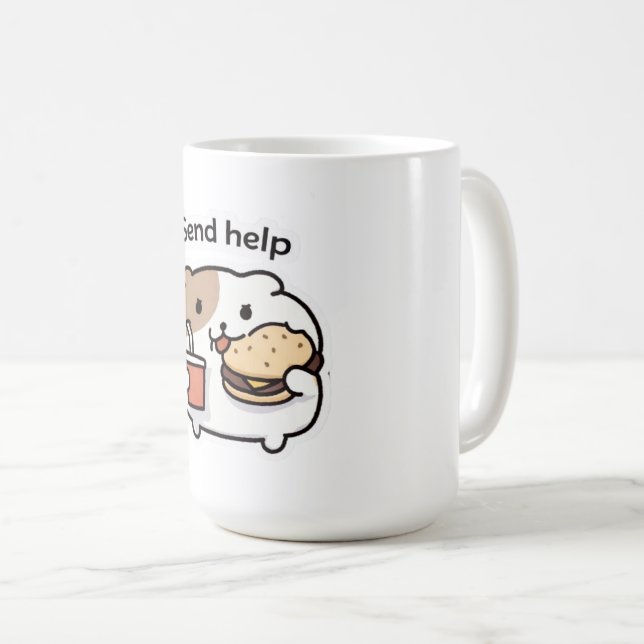 Caneca De Café Send Help Funny Coffee Mug – Relatable Stress Meme (Frente Esquerda)