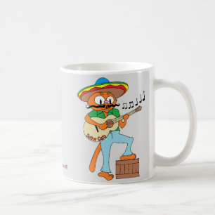 Caneca De Café Senhor Gato™ Cantando bigode mexicano com guitar
