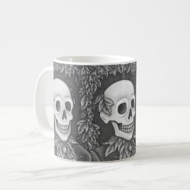 CANECA DE CAFÉ SENHOR GÊTICO DE SKELETON, MÚG CLÁSSICA DE HALLOWE (Frente Esquerda)