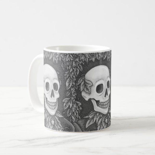 CANECA DE CAFÉ SENHOR GÊTICO DE SKELETON, MÚG CLÁSSICA DE HALLOWE (Frente Esquerda)