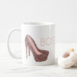 Caneca De Café Senhora Chic Boss| Calçados Rosa Dourados para bri
