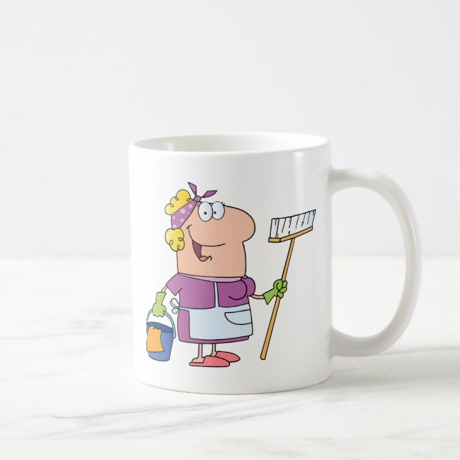 Caneca De Café Senhora de limpeza dos desenhos animados (Direita)