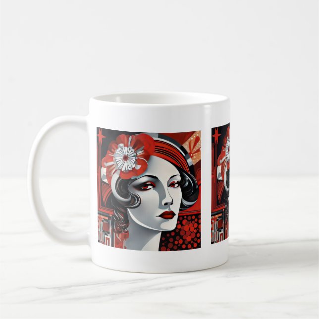 Caneca De Café Senhora Deco de Arte Bonita (Esquerda)