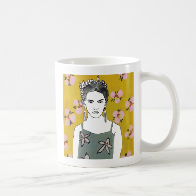 Caneca De Café Senhora do Flor Rosa - Amarelo (Direita)