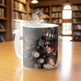 Caneca De Café Senhora do Tempo Vitoriana Vintage Steampunk