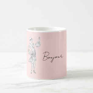 Caneca De Café Senhora Francesa Bonjour (olá)