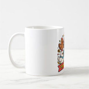 Caneca De Café Senhora Frango Louco Arte de Animal de Estimação D