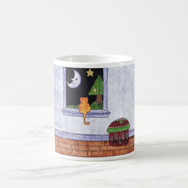 Caneca De Café Senhora Gato que olha a lua (Centro)