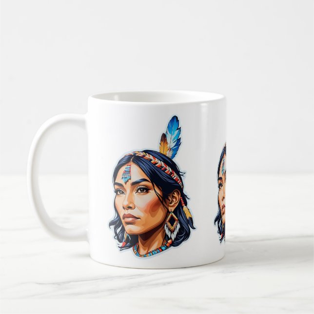 Caneca De Café Senhora Indiana Nativa Americana (Esquerda)