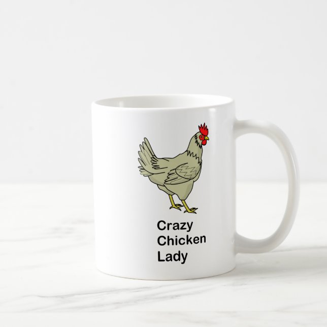 Caneca De Café Senhora louca da galinha (Direita)