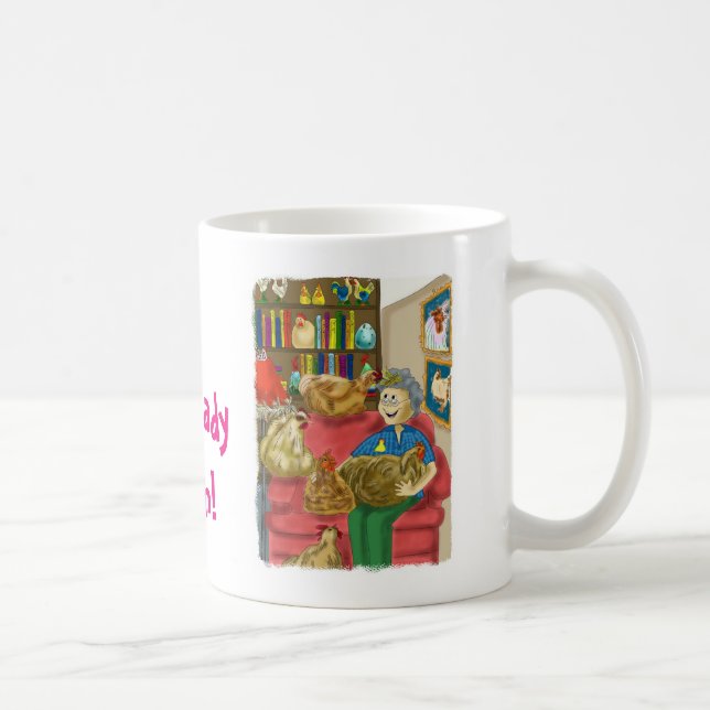 Caneca De Café Senhora louca da galinha - vindo completamente! (Direita)