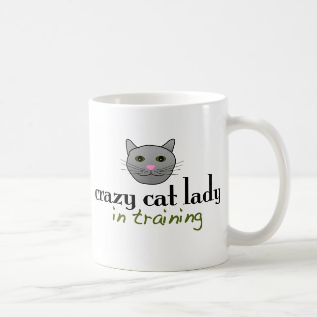 Caneca De Café Senhora louca do gato no treinamento (Direita)