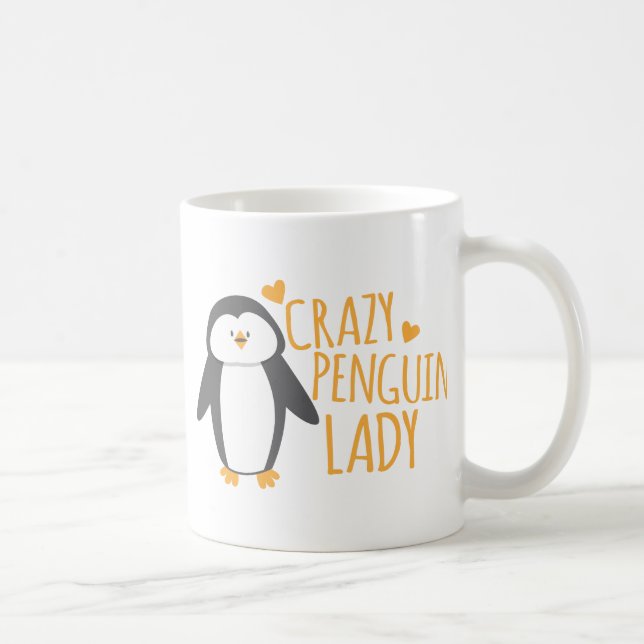 Caneca De Café Senhora louca do pinguim (Direita)
