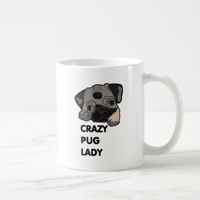 Caneca De Café Senhora louca do Pug (Direita)