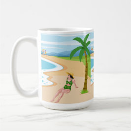 Caneca De Café senhora na praia