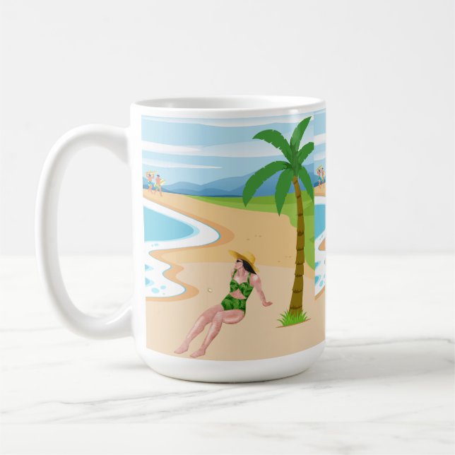 Caneca De Café senhora na praia (Esquerda)