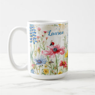 Caneca De Café Senhorita Flor Silvestre Besouro e Abelha