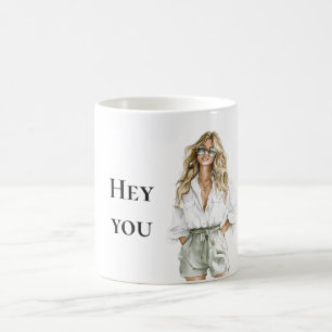 Caneca De Café Senhorita Loira de Verão Ei Você Cita