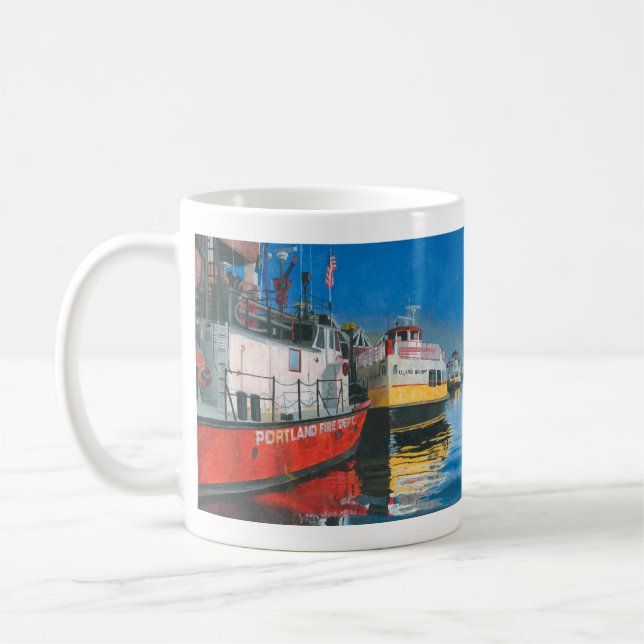 Caneca De Café Senhorita Portland Fireboat e Casco Bay Ferries (Esquerda)