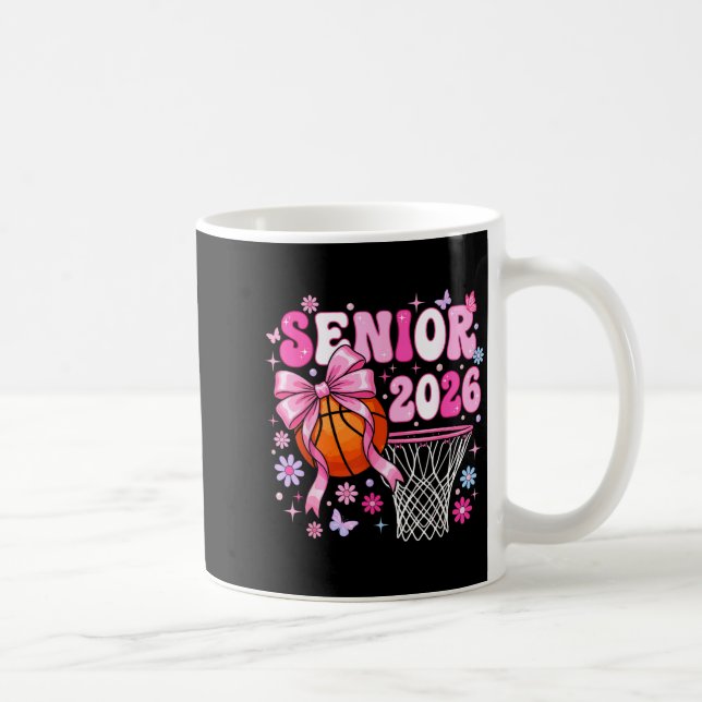 Caneca De Café Senior 2026 class of 2026 basketball coquette bow (Direita)