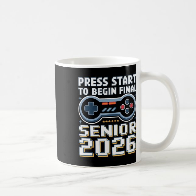 Caneca De Café Senior 2026 Gamer Mode On Press Start Final Level  (Direita)
