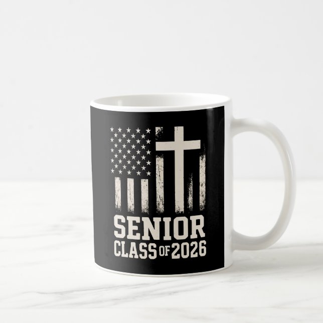 Caneca De Café Senior Class 2026 Cross Flag USA (Direita)