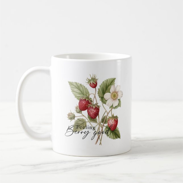 Caneca De Café Sensação de Berry Bom Monograma de Morango Vermelh (Esquerda)