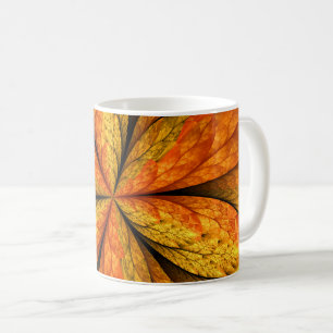 Caneca De Café Sensação de outono, Flor Fractal Abstrato modern