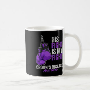 Caneca De Café Sensibilização de Crohn Mês Luvas Boxing Purp