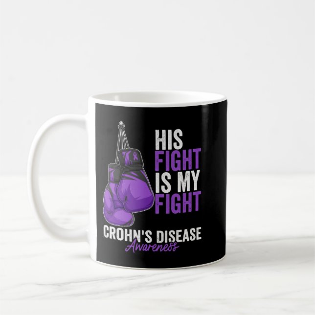 Caneca De Café Sensibilização de Crohn Mês Luvas Boxing Purp (Esquerda)