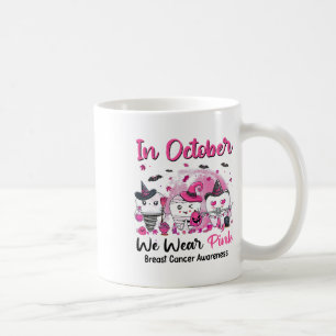 Caneca De Café Sensibilização do Cancer da Mama Em outubro Vestim