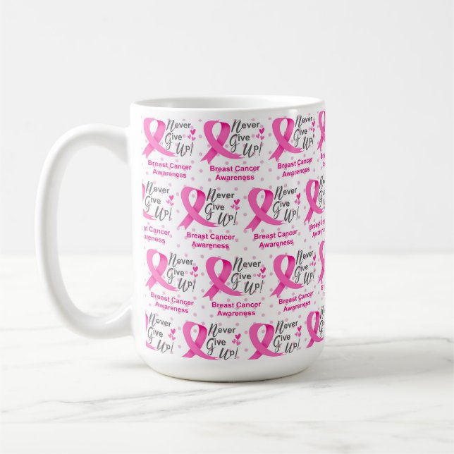 CANECA DE CAFÉ SENSIBILIZAÇÃO E SUPORTE PARA O CANCER ALARGADO (Esquerda)