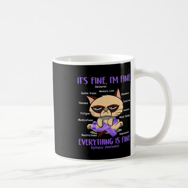 Caneca De Café Sensibilização Epilepsy Cat Sua Batalha É Minha Gi (Direita)