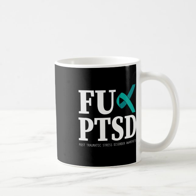 Caneca De Café Sensibilização para Ptsd de Friso Teal - Suporte a (Direita)