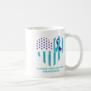 Caneca De Café Sensibilização Suicida Camisa Bandeira Americana