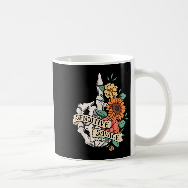 Caneca De Café Sensitive Savage Flower Skeleton Dead Inside Motiv (Direita)
