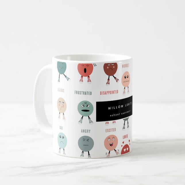 Caneca De Café Sentimentos Emoções Enfrentam Conselheiro Escolar  (Frente Esquerda)