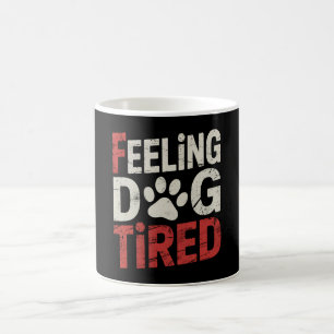 Caneca De Café Sentindo Cansado Como um Cão Divertido Retro Vinta