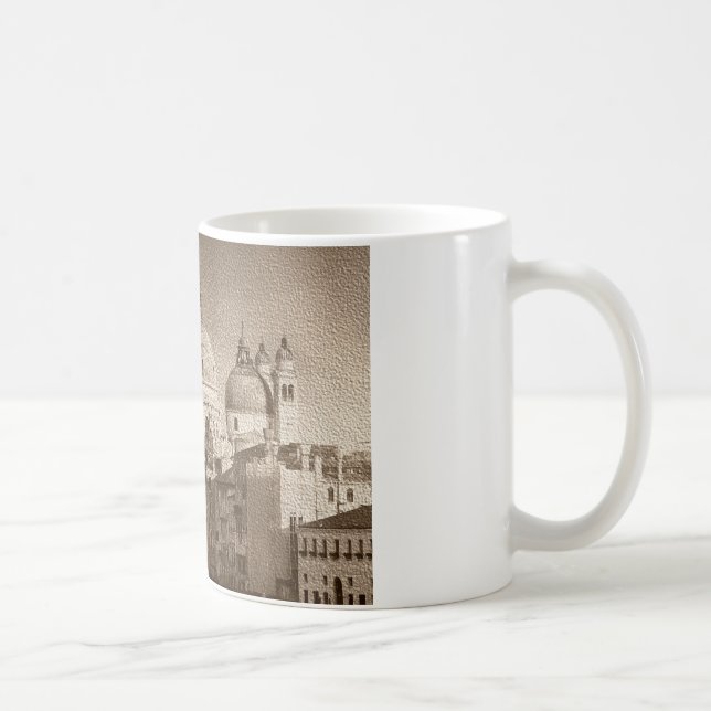 Caneca De Café Sepia - Efeito de Papel Venice Grande Canal (Direita)