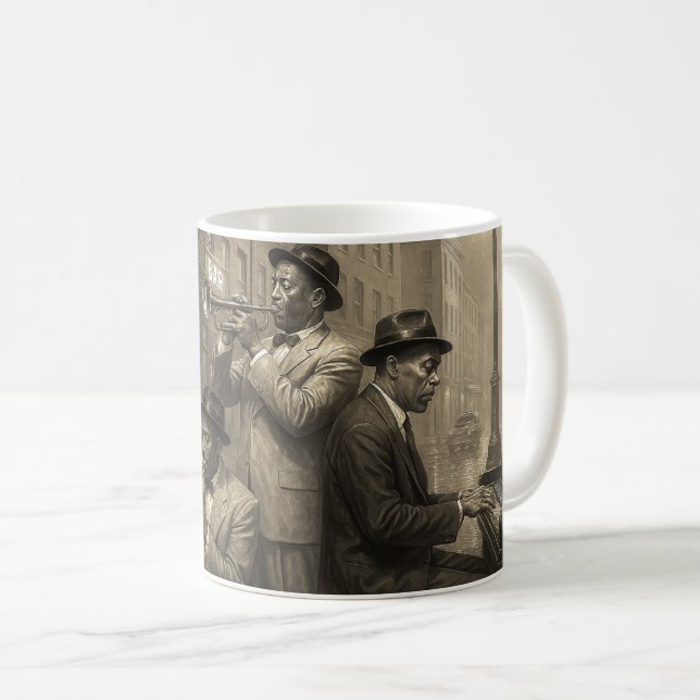 Caneca De Café Sepia Jazz Soul Vibe (Frente Esquerda)