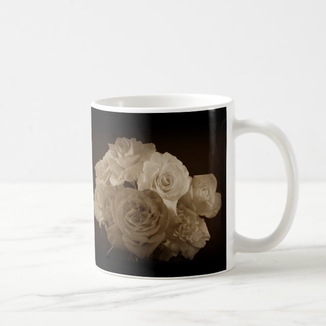 Caneca De Café Sepia Rose Bouquet (Direita)