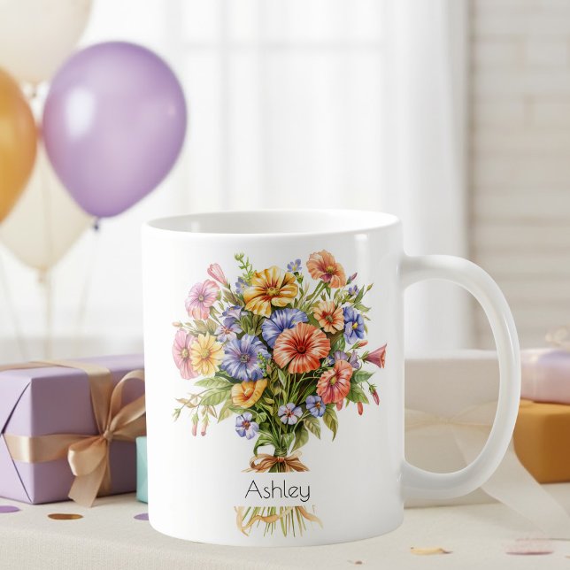 Caneca De Café September Birth Flower Mug | Asters (Criador carregado)