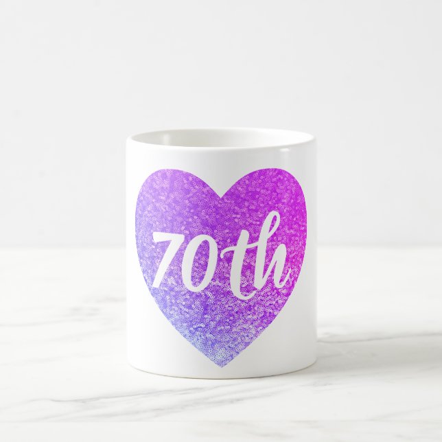 Caneca De Café Sequência cardíaca de 70 aniversário (Centro)