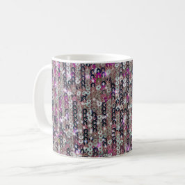 Caneca De Café Sequências prateadas rosa | padrão de brilho