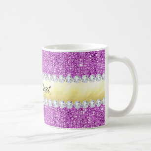 Caneca De Café Sequências Roxas: Folha de Ouro e Diamantes